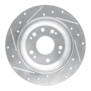 Acura RL Brake Rotor (1) - Rear Right - R1 Concepts - Drilled & Slotted - Silver - `02-`04